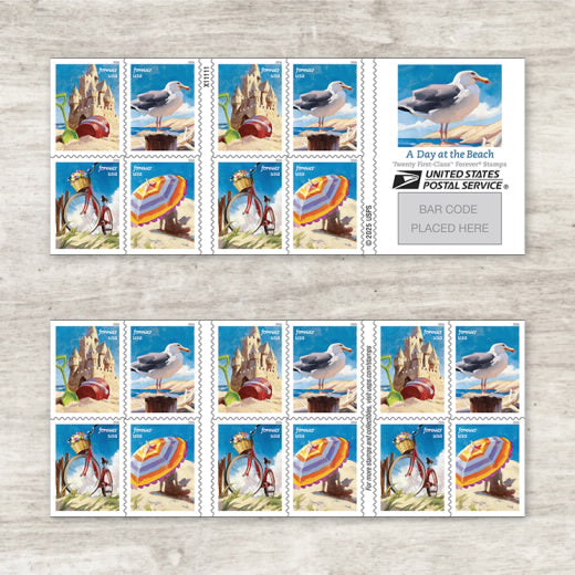 A Day At The Beach USPS Book of 20 Forever Stamps